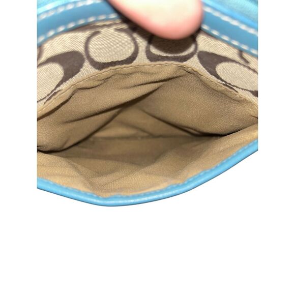 Coach Blue Khaki Signature Logo Zip Swingpack Crossbody Bag/Purse - Picture 4 of 5